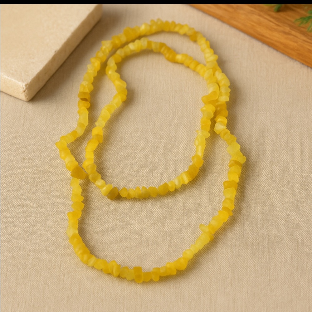 Vintage Raw Crystal Quartz Chip Bead Strand Necklace Natural Stone Jewelry 30”